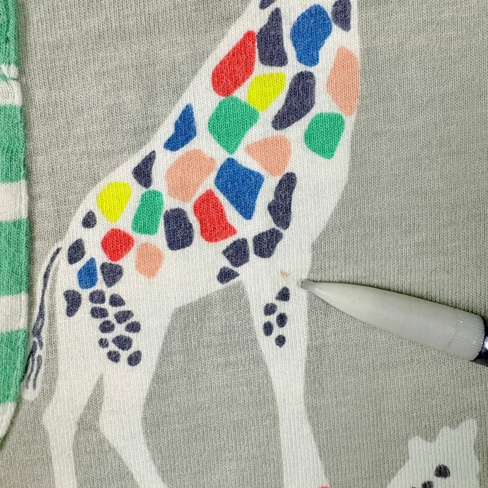 Mini Boden Giraffe Dress Kids 6-7Y Gray Good Short Sleeve Cotton Pockets - Picture 6 of 11